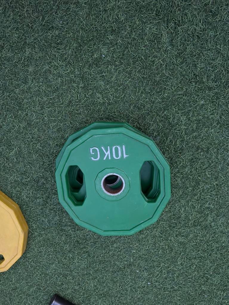 Bumperplates 10 kg - Set van 4 schijven, Ophalen, Gebruikt, Halterschijven