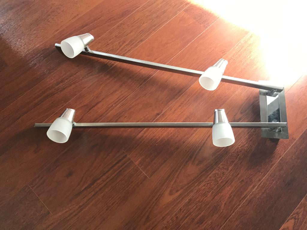 Eglo plafondlamp 4 spots melkglas RVS nikkel, Ophalen, Zo goed als nieuw, Glas, Modern