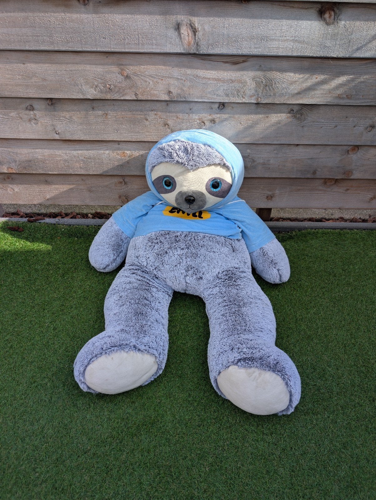 Reuzen Luiaard Knuffel - 1.3m Zacht en Knuffelbaar, Gebruikt, Overige typen, Grijs, Ophalen of Verzenden