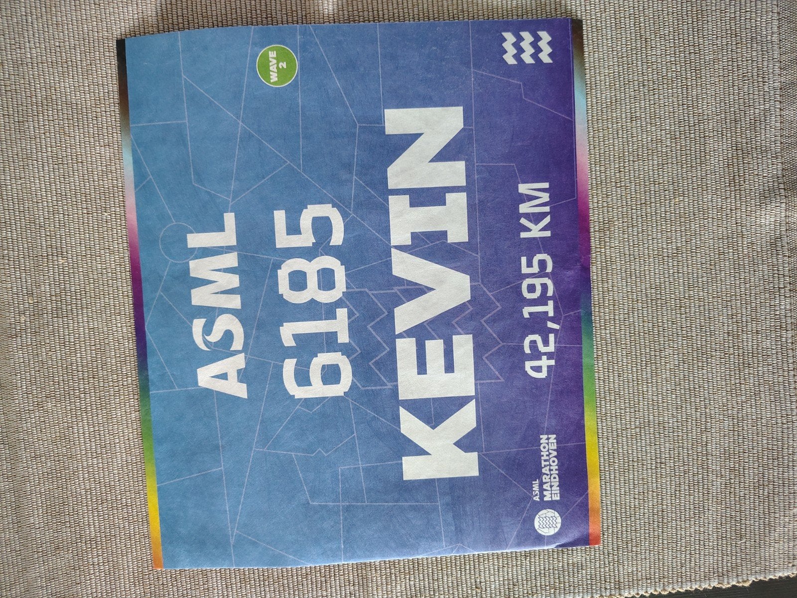 ASML Marathon Eindhoven Startnummer Kevin, Overige merken, Gebruikt, Overige typen, Ophalen of Verzenden