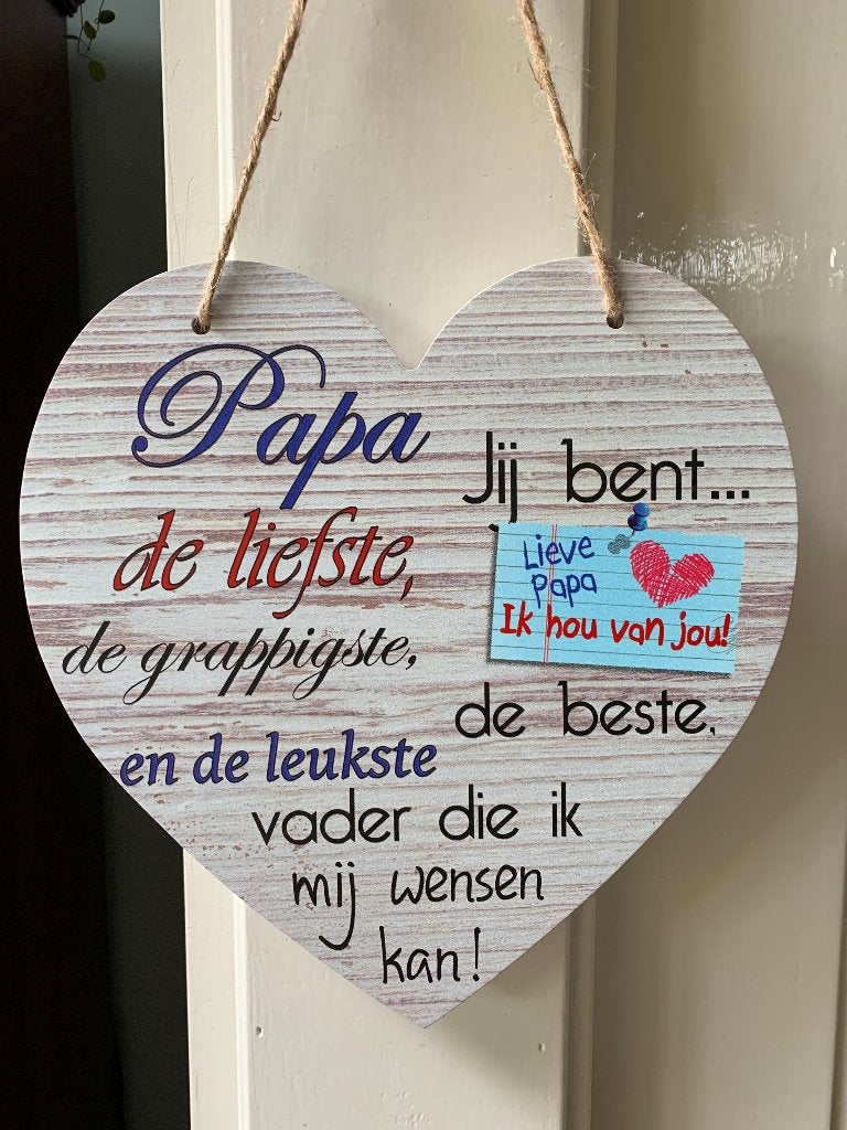 Vader spreukenbord hartvorm, Ophalen of Verzenden
