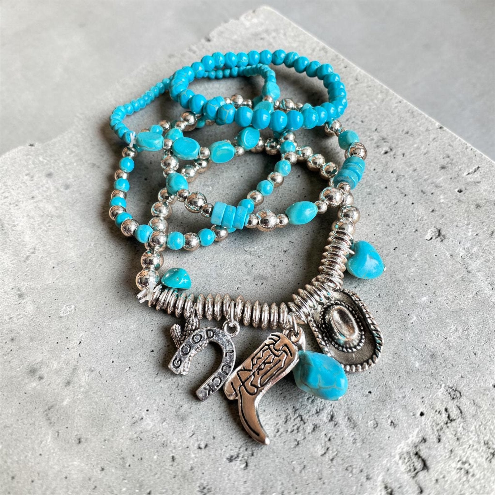 Boho armbanden / turquoise / set van 5 / ibiza / festival, Ophalen of Verzenden, Nieuw