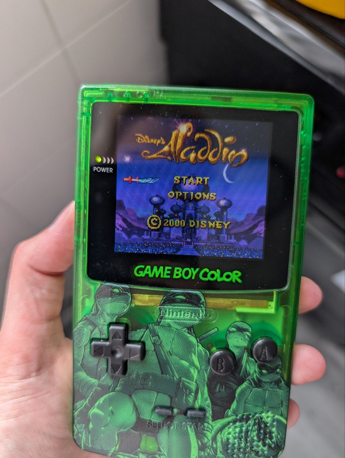Game Boy Color TMNT Style (Mod) + 5 games + beschermcase, Ophalen of Verzenden, Gebruikt, Game Boy Color, Met games