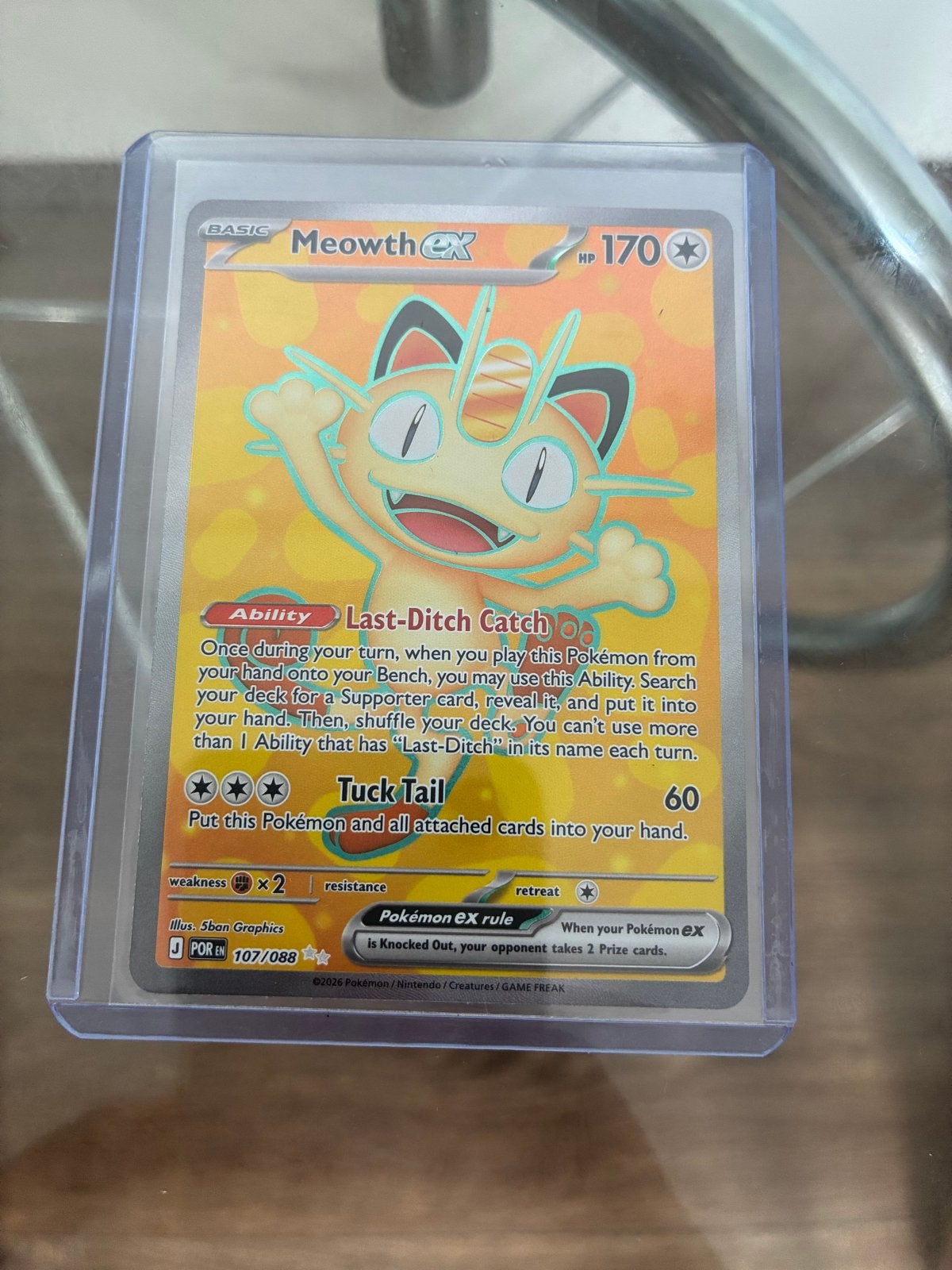 Meowth ex 107/088 - Near Mint Pokémon Kaart, Ophalen, Zo goed als nieuw, Losse kaart, Foil
