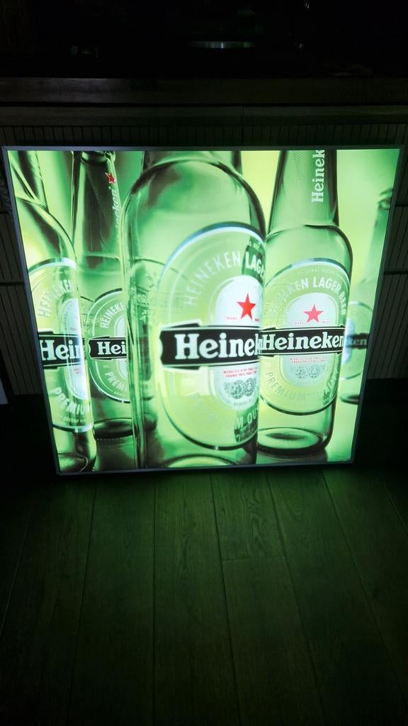 lichtreclame Heineken doek, Ophalen, Reclamebord, Plaat of Schild, Heineken