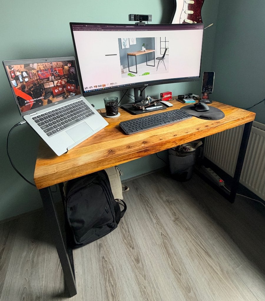 Bureau Fusion 120cm Massief Sheesham Hout, Ophalen, Demontabel, Gebruikt, 120 cm