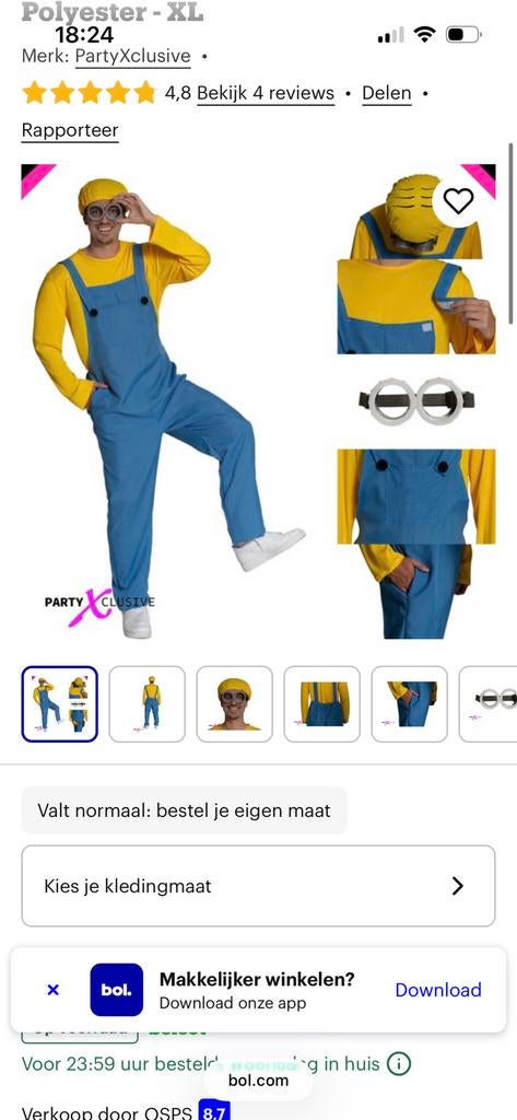 Minion pak s, Kinderen en Baby's, Carnavalskleding en Verkleedspullen, Ophalen of Verzenden