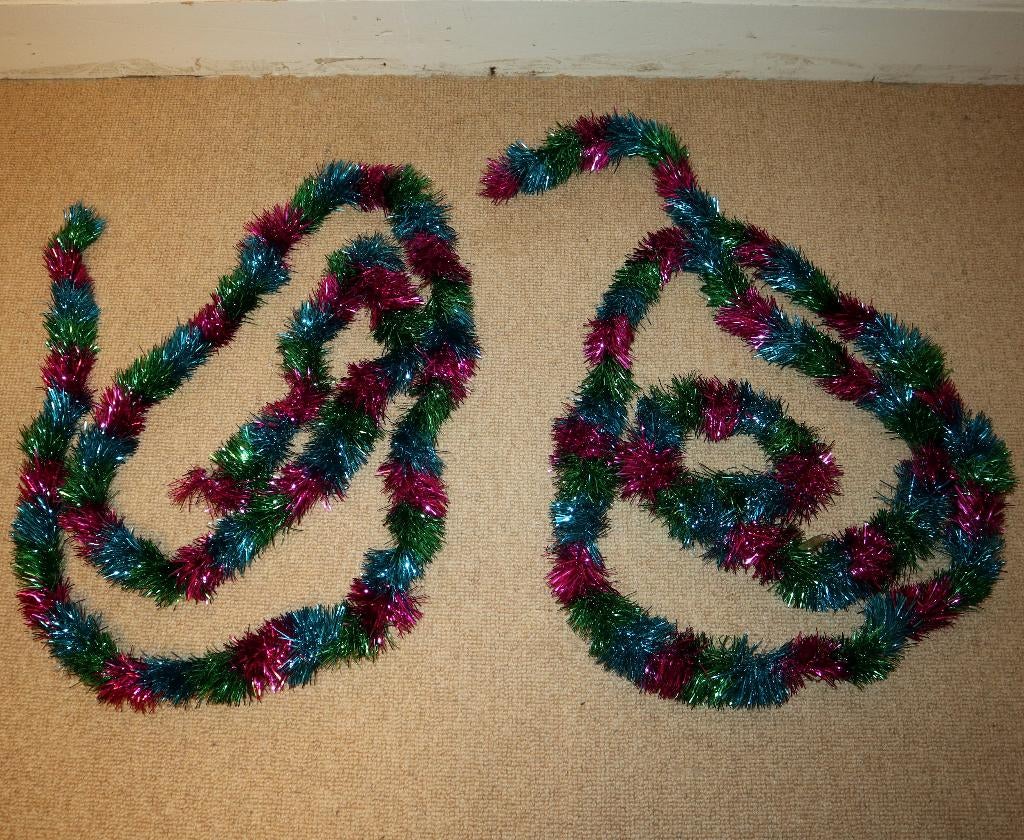 2x folie kerstslinger groen/blauw/roze, Diversen, Kerst, Ophalen