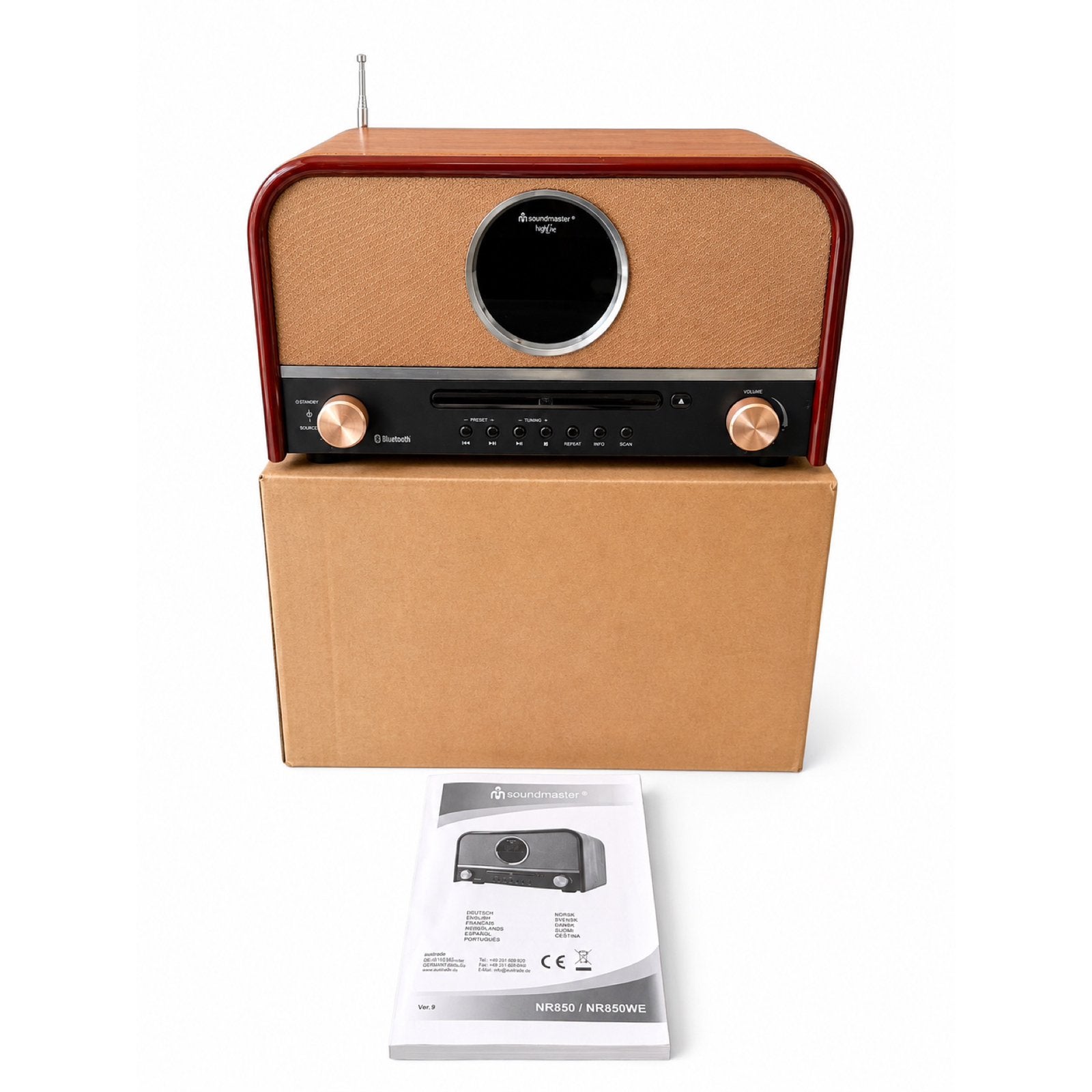 Soundmaster NR850 Retro Radio DAB+/FM/CD/Bluetooth, Ophalen of Verzenden, Zo goed als nieuw, Radio, Met cd-speler