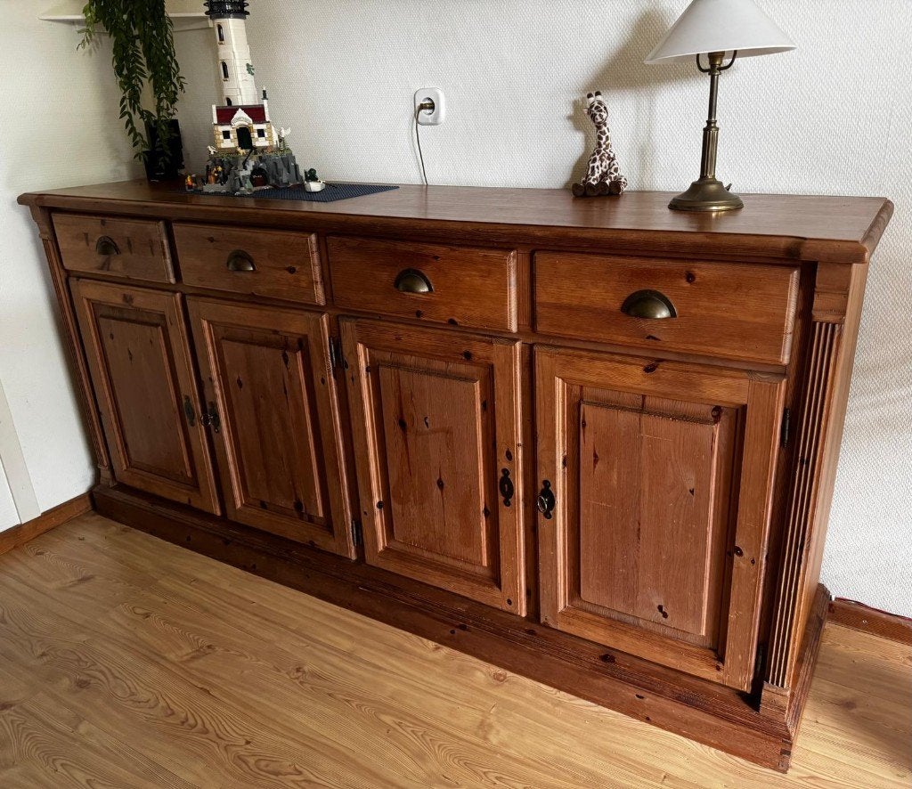 Grenen dressoir, Ophalen, Gebruikt, 150 tot 200 cm, Met lade(s)