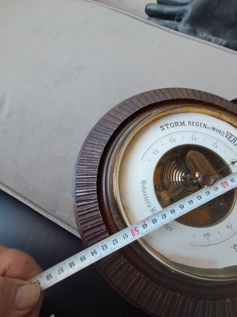 Antieke houten wandbarometer met thermometer  CS27327, Ophalen of Verzenden, Gebruikt, Barometer