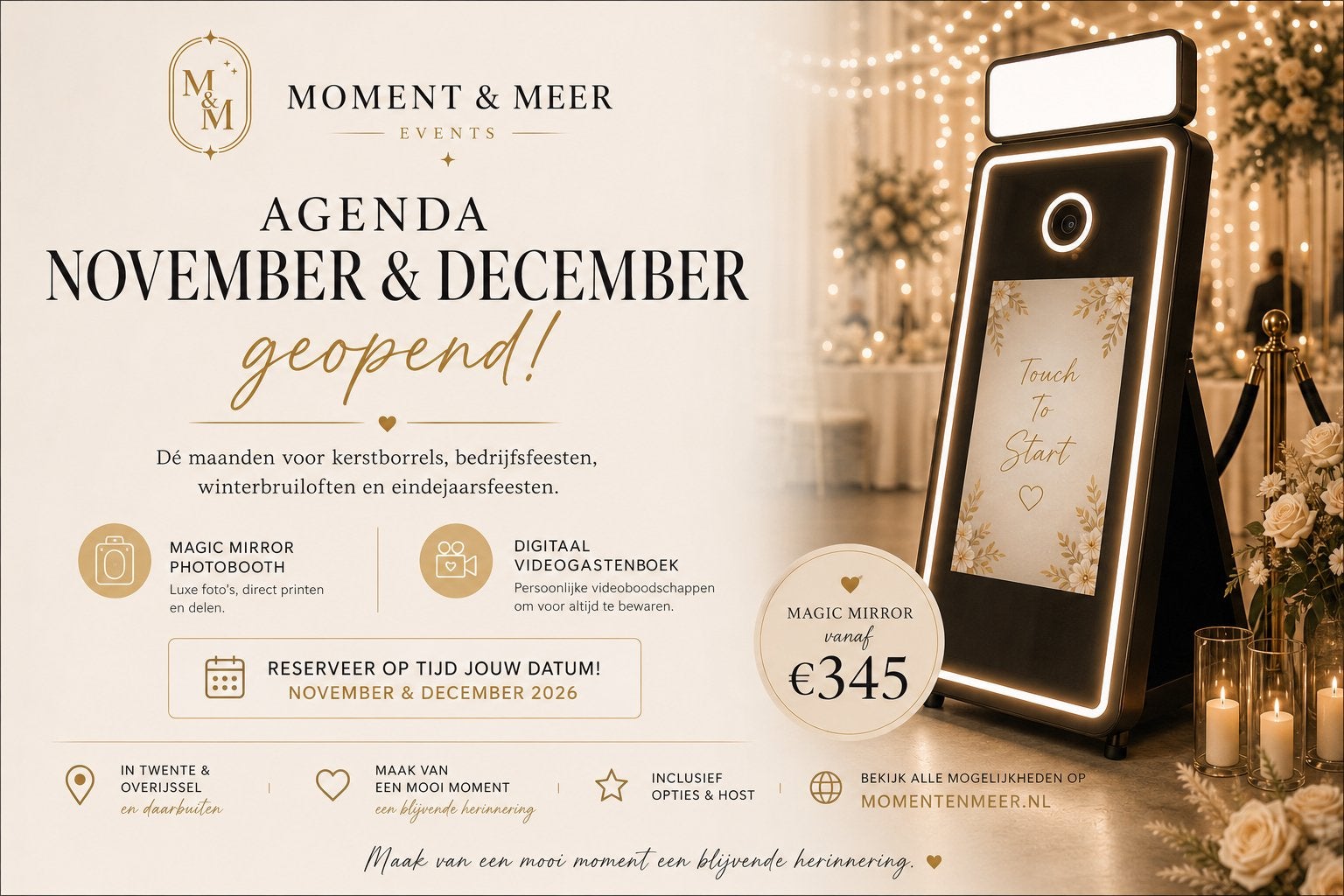 Magic Mirror / Photobooth huren | November & December, Ophalen, Nieuw