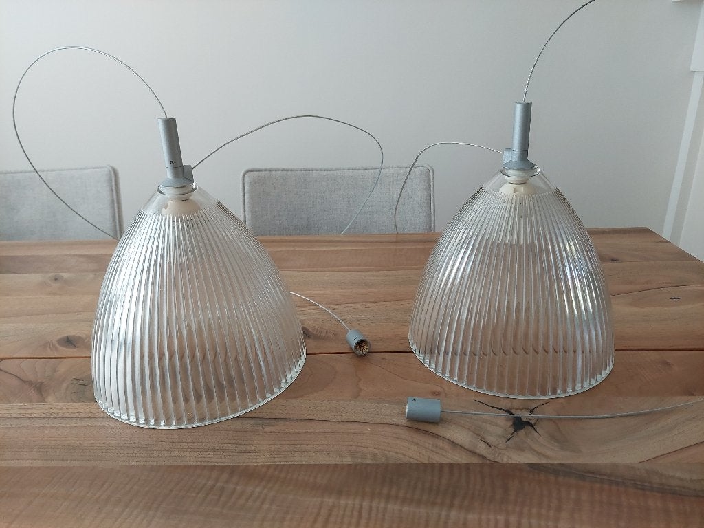 Set van twee glazen hanglampen Lucitalia Stresa, Ophalen, Gebruikt, E27 (groot), Glas