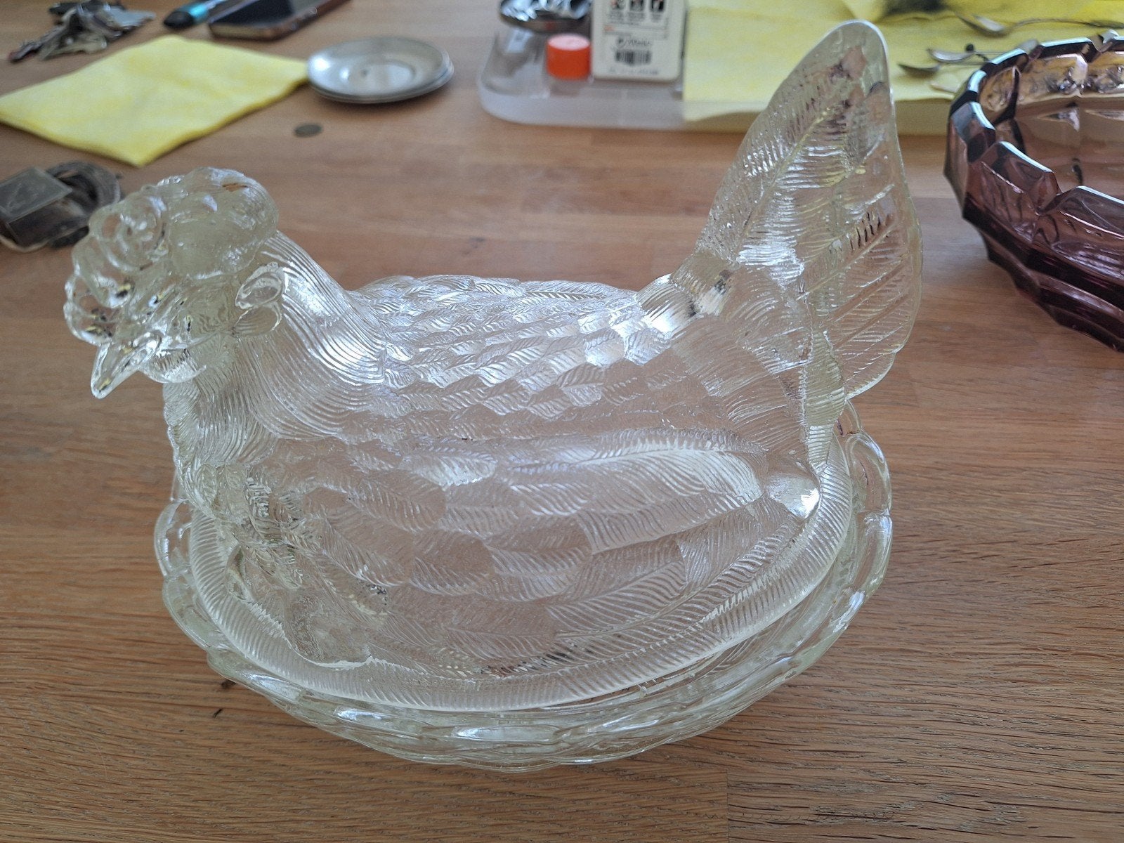 Vintage Indiana glass, hen on nest, bonbonkip, Ophalen of Verzenden