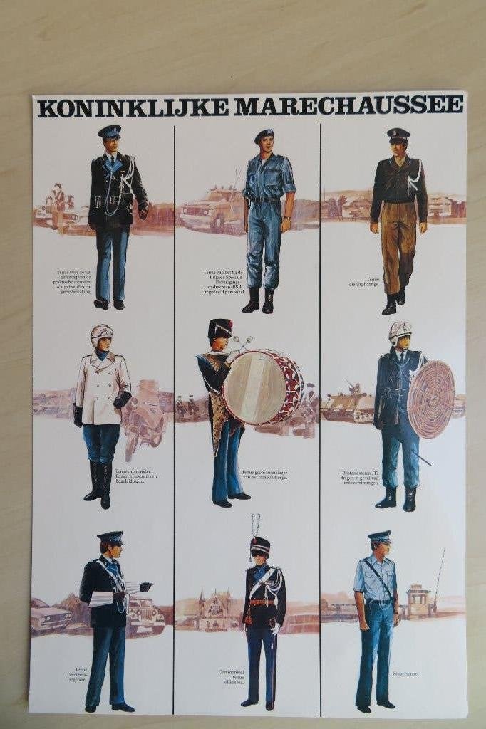 Vintage Marechaussee briefkaarten poster, Ophalen of Verzenden, Marechaussee, Nederland, Foto of Poster