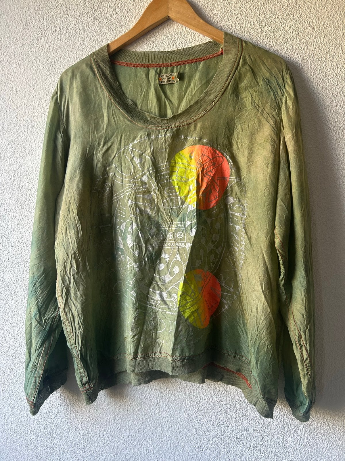 The People Of The Labyrinths zijden blouse, Kleding | Dames, Verzenden, Maat 36 (S), Groen