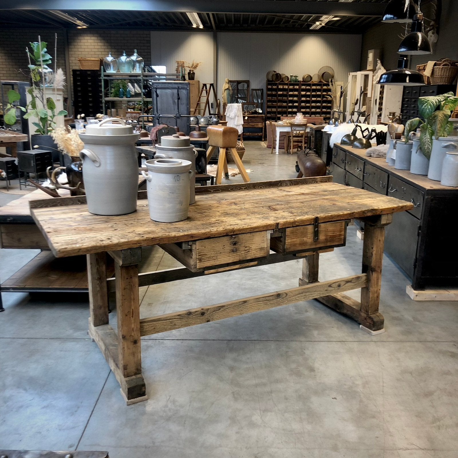 Oude houten werkbank, dressoir, toonbank, keukeneiland, Ophalen
