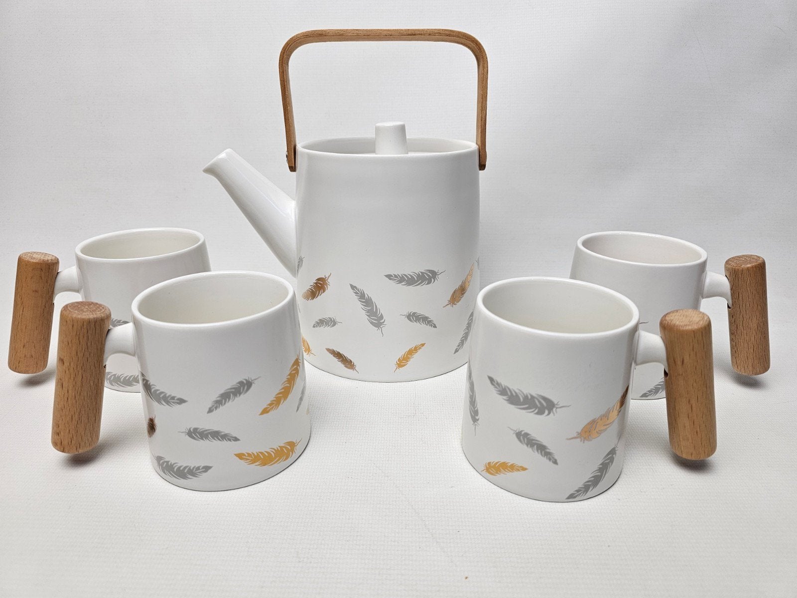 # Japanse keramische theepot set met 4 theekopjes, Aziatisch, Gebruikt, Keramiek, Ophalen of Verzenden
