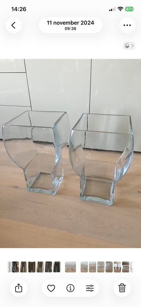 2 prachtige grote glazen vazen, Ophalen, Overige kleuren, Nieuw, Glas