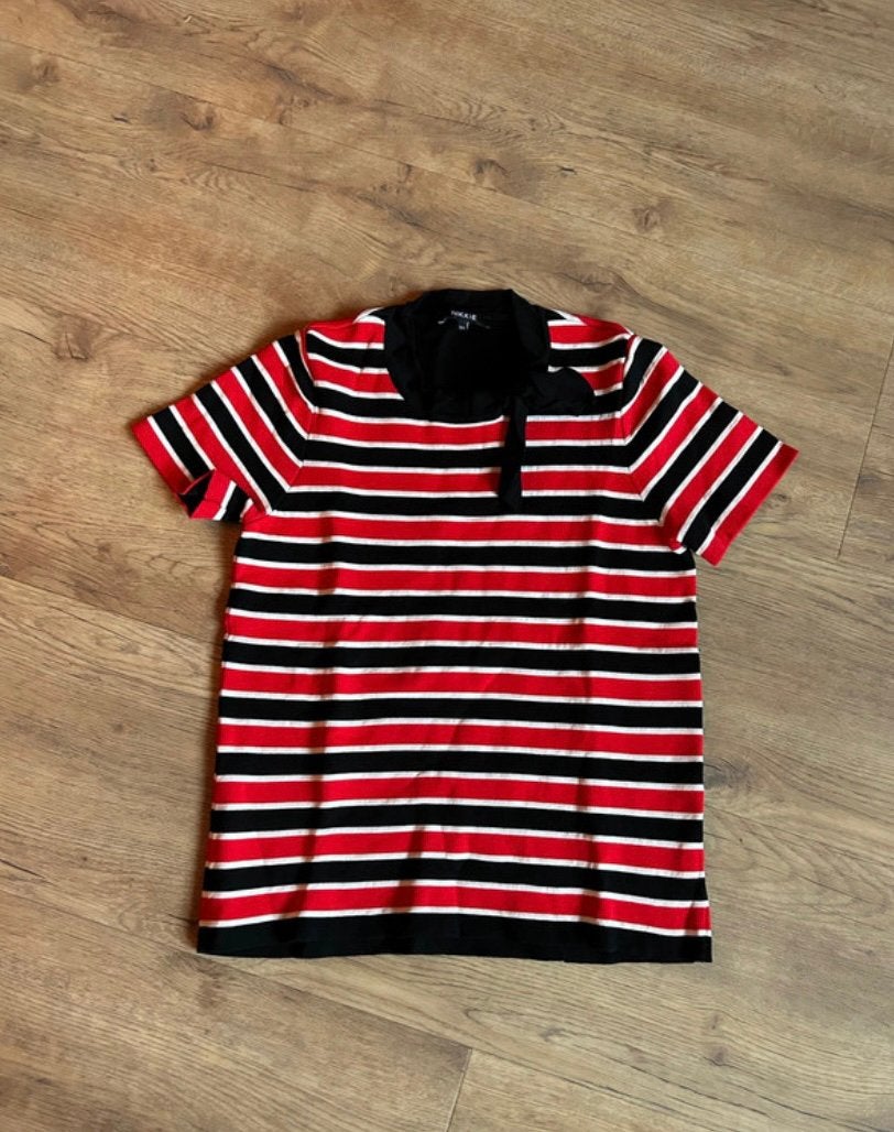 Nikkie Gestreept Fijngebreid T-shirt Dames Strikhals Maat 38, Maat 38/40 (M), Ophalen of Verzenden, Zo goed als nieuw, Korte mouw