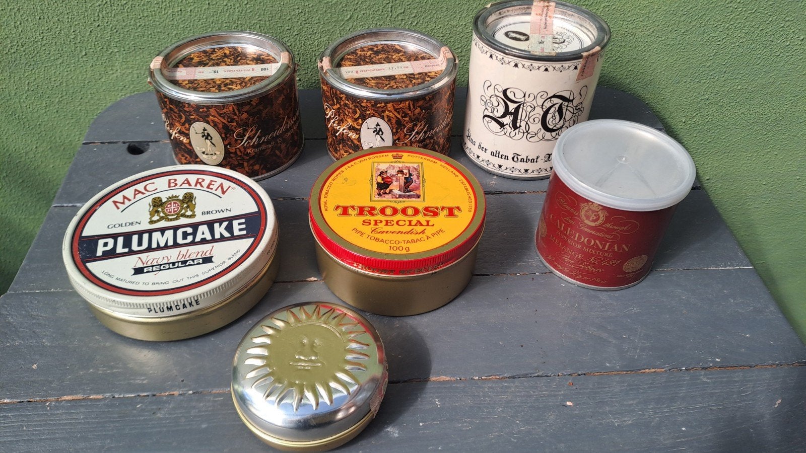 Vintage blikken tabak leeg, Tabaksdoos of Verpakking, Gebruikt, Onbekend, Ophalen of Verzenden