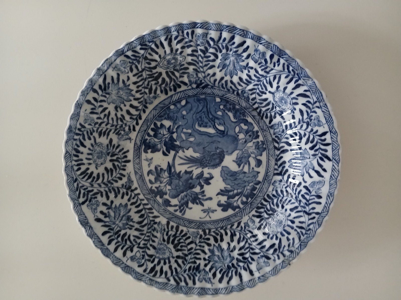Oud chinees blauw wit bord, Ophalen of Verzenden