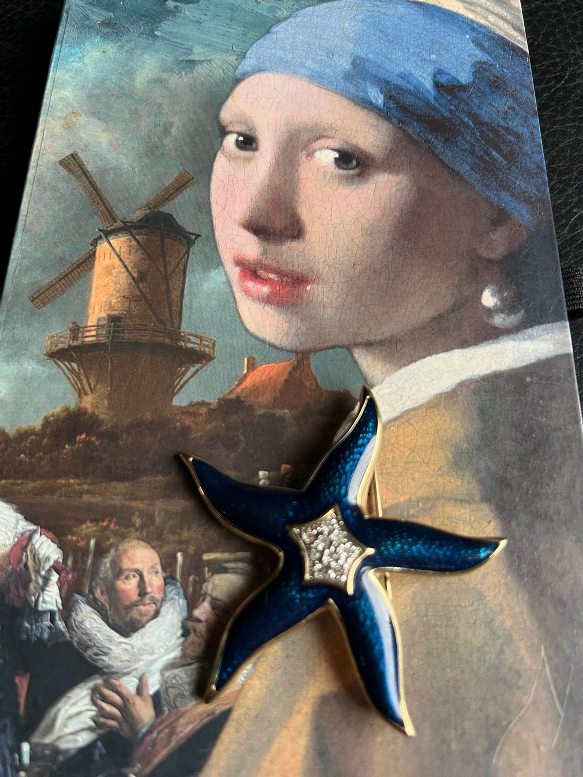 Vintage Zeester Broche  Avon met Kristallen - Blauw Emaille, Sieraden, Tassen en Uiterlijk, Broches, Met kristal, Overige materialen