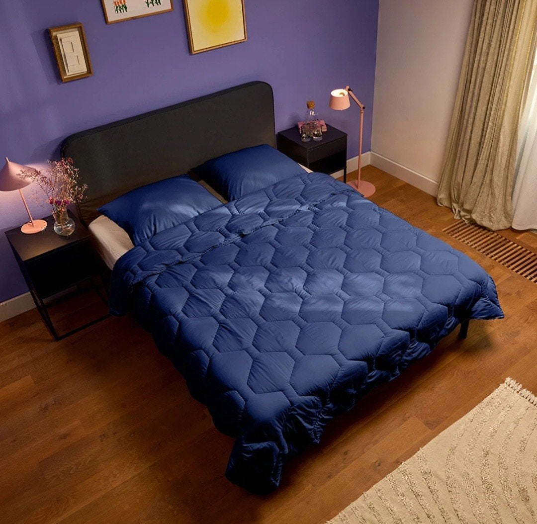 Happybed Dekbed Navy 240x220 met kussenslopen, Blauw, Handelsonderneming arie willemse, Ophalen of Verzenden, Deken of Dekbed