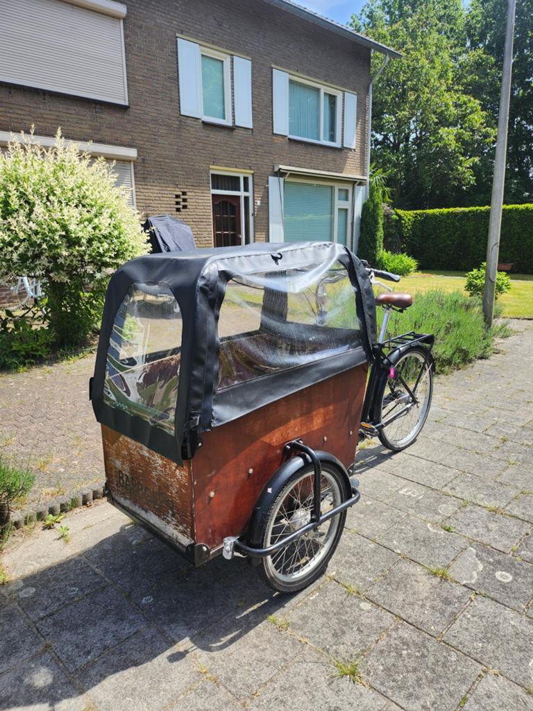 Recent goedgekeurde baboe Bakfiets met regentent, Fietsen en Brommers, Fietsen | Bakfietsen, Gebruikt, Huif, 2 kinderen, Trommelrem