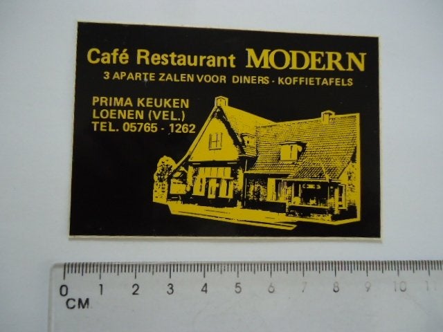 sticker oud LOENEN Veluwe Modern restaurant cafe retro, Verzenden, Zo goed als nieuw, Bedrijf of Vereniging