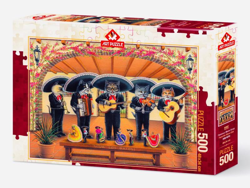 Art Puzzle - Flamenco Meow Team - 500 stukjes, Ophalen of Verzenden, 500 t/m 1500 stukjes, Nieuw, Legpuzzel