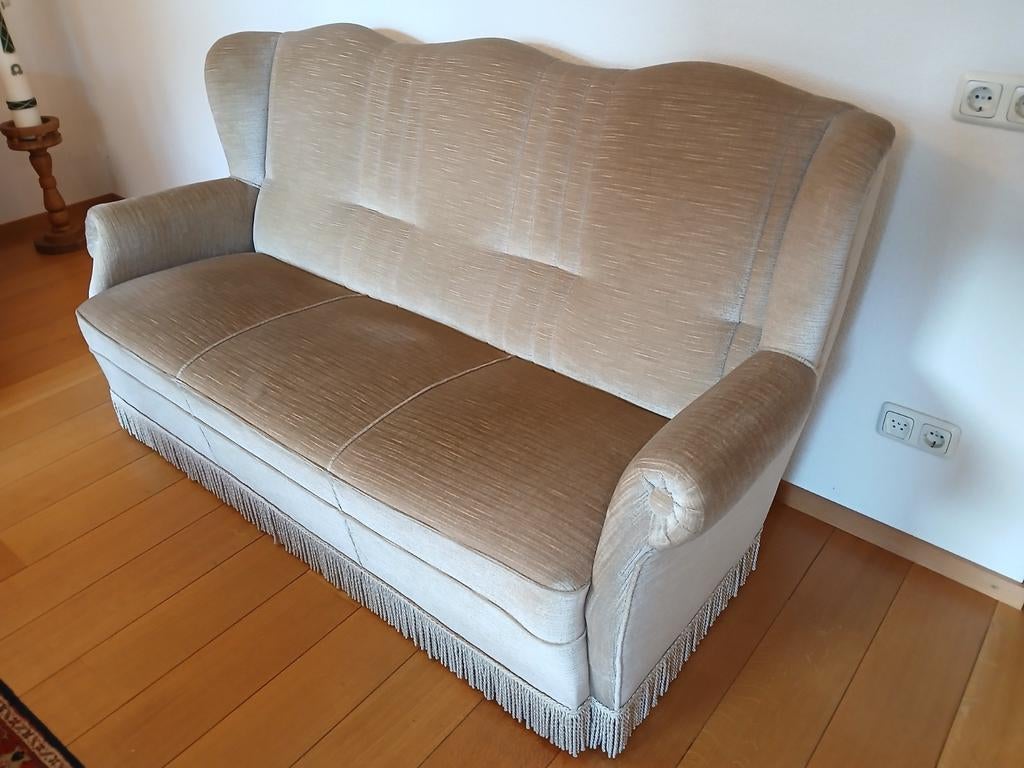 Vintage jaren '70 bank met franjes - 2-zits, Gebruikt, 150 tot 200 cm, Tweepersoons, 75 tot 100 cm