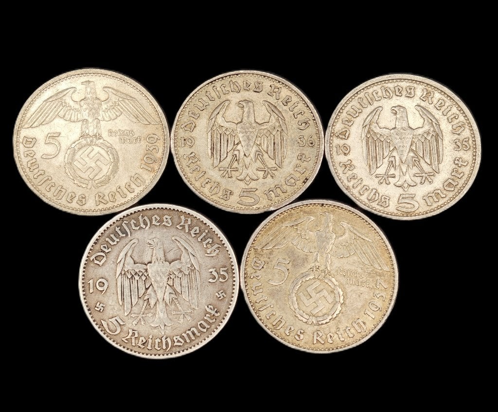 5x 5 Reichsmark Derde Rijk (1), Ophalen of Verzenden, Duitsland, Setje, Zilver
