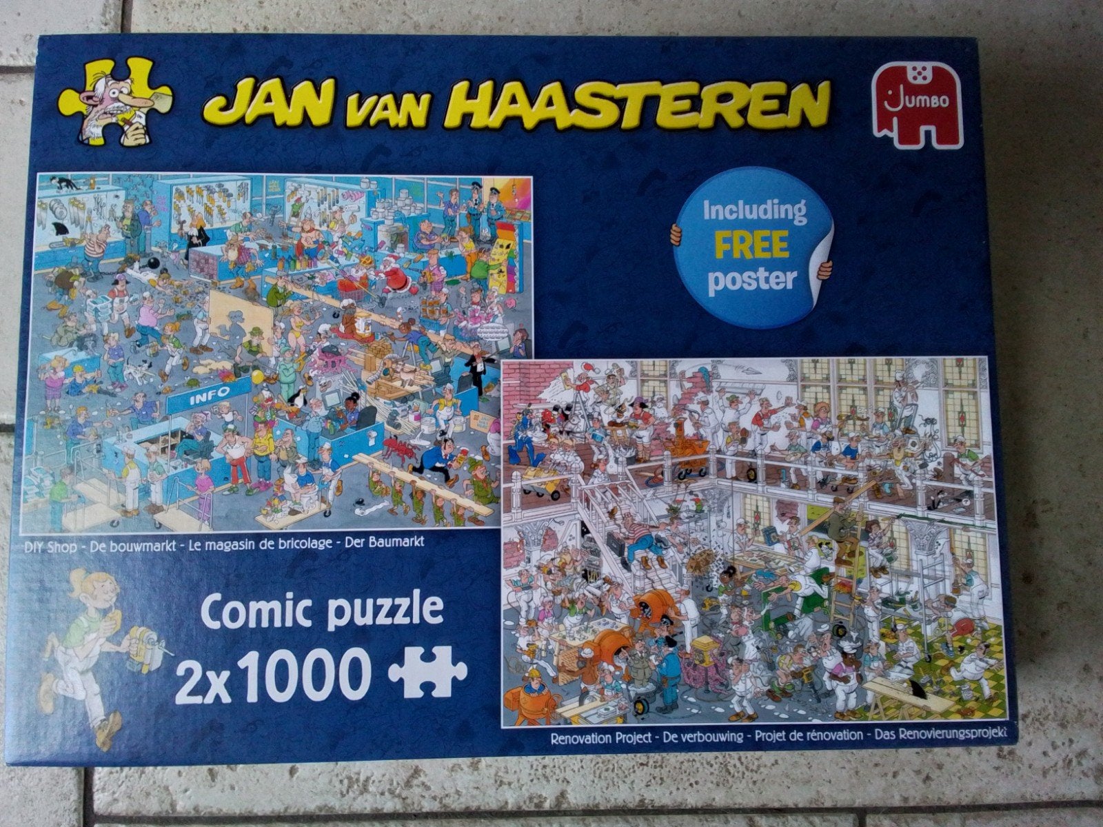 Jan van Haasteren 2 x 1000 stukjes, Ophalen, 500 t/m 1500 stukjes, Zo goed als nieuw