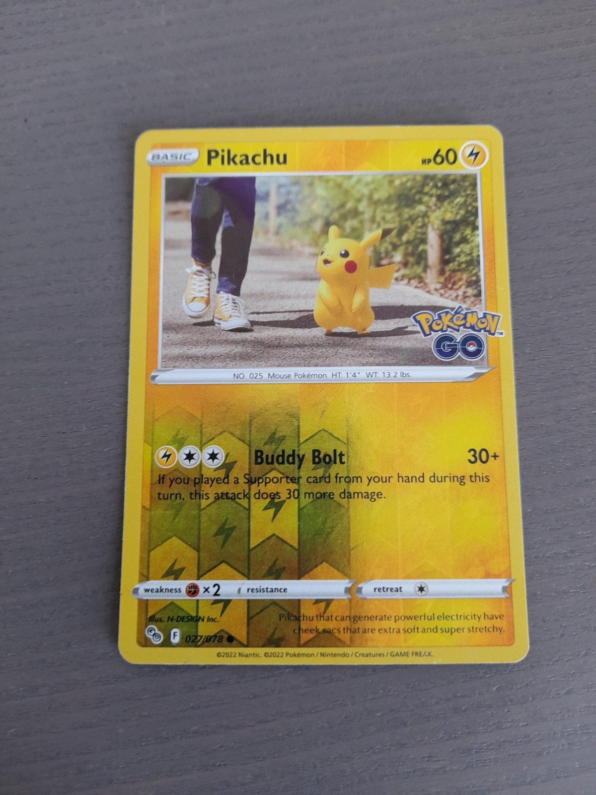 pokemon go 027/078 pikachu reverse, Ophalen of Verzenden, Gebruikt, Losse kaart, Foil