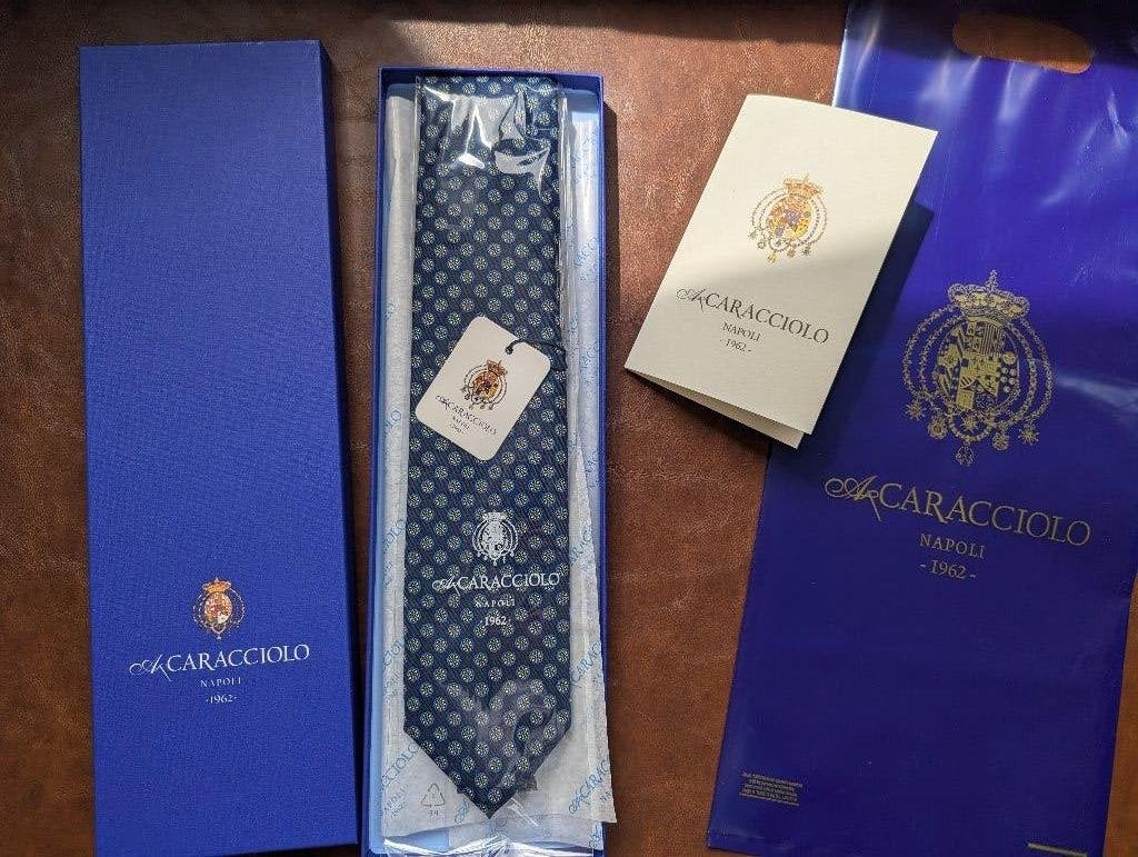 Caracciolo zijden stropdas, Kleding | Heren, Stropdassen, Blauw, Nieuw, Ophalen of Verzenden, Met patroon