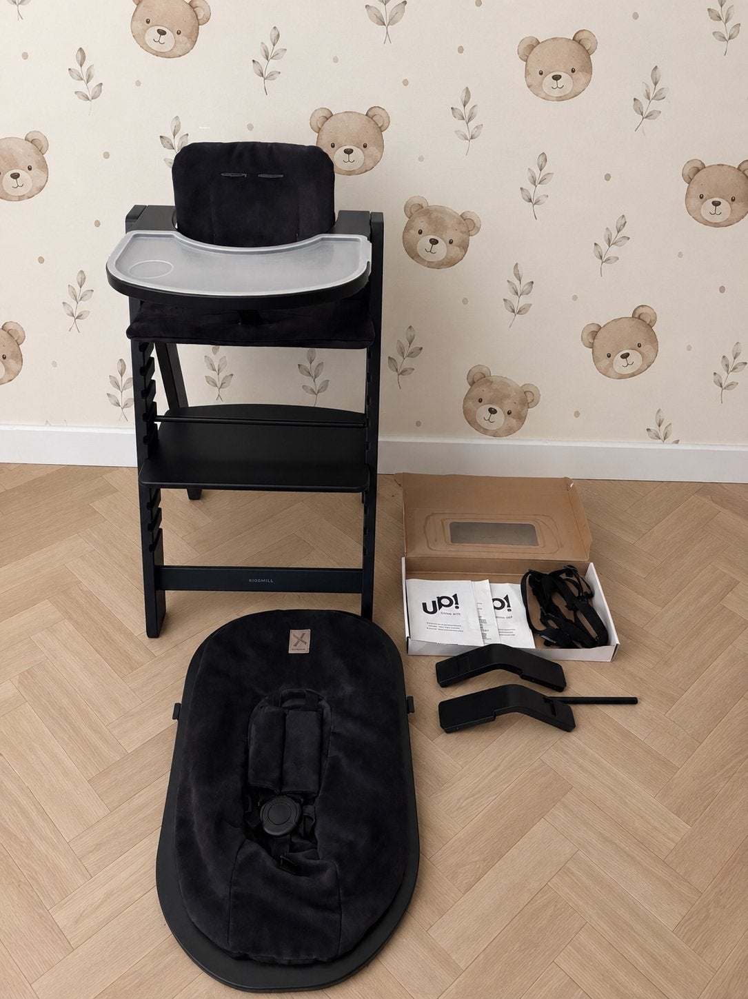 Kidsmill UP kinderstoel met babyset, newbornset en harnas, Kinderen en Baby's, Kinderstoelen, Ophalen, Gebruikt, Meegroeistoel