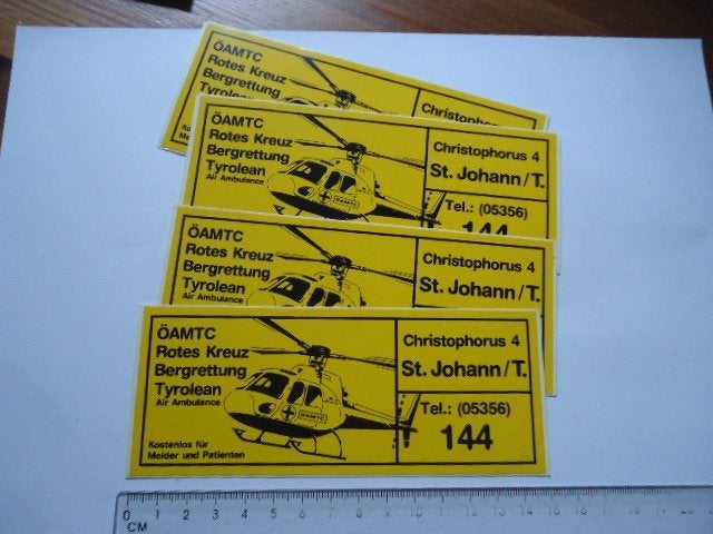 sticker oud HELI Ambulance Oostenrijk St Johann TIROL oamtc, Verzenden, Zo goed als nieuw