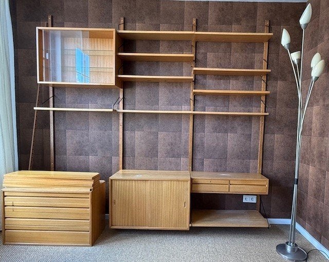 retro vintage wandmeubel Royal System, Huis en Inrichting, Kasten | Wandmeubels, Ophalen, Met plank(en), Gebruikt, 200 cm of meer