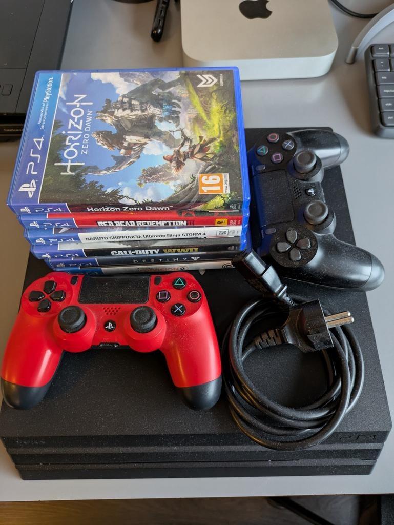 Playstation 4 Pro 1TB met 6 spellen, Met 2 controllers, Ophalen of Verzenden, 1 TB, Pro