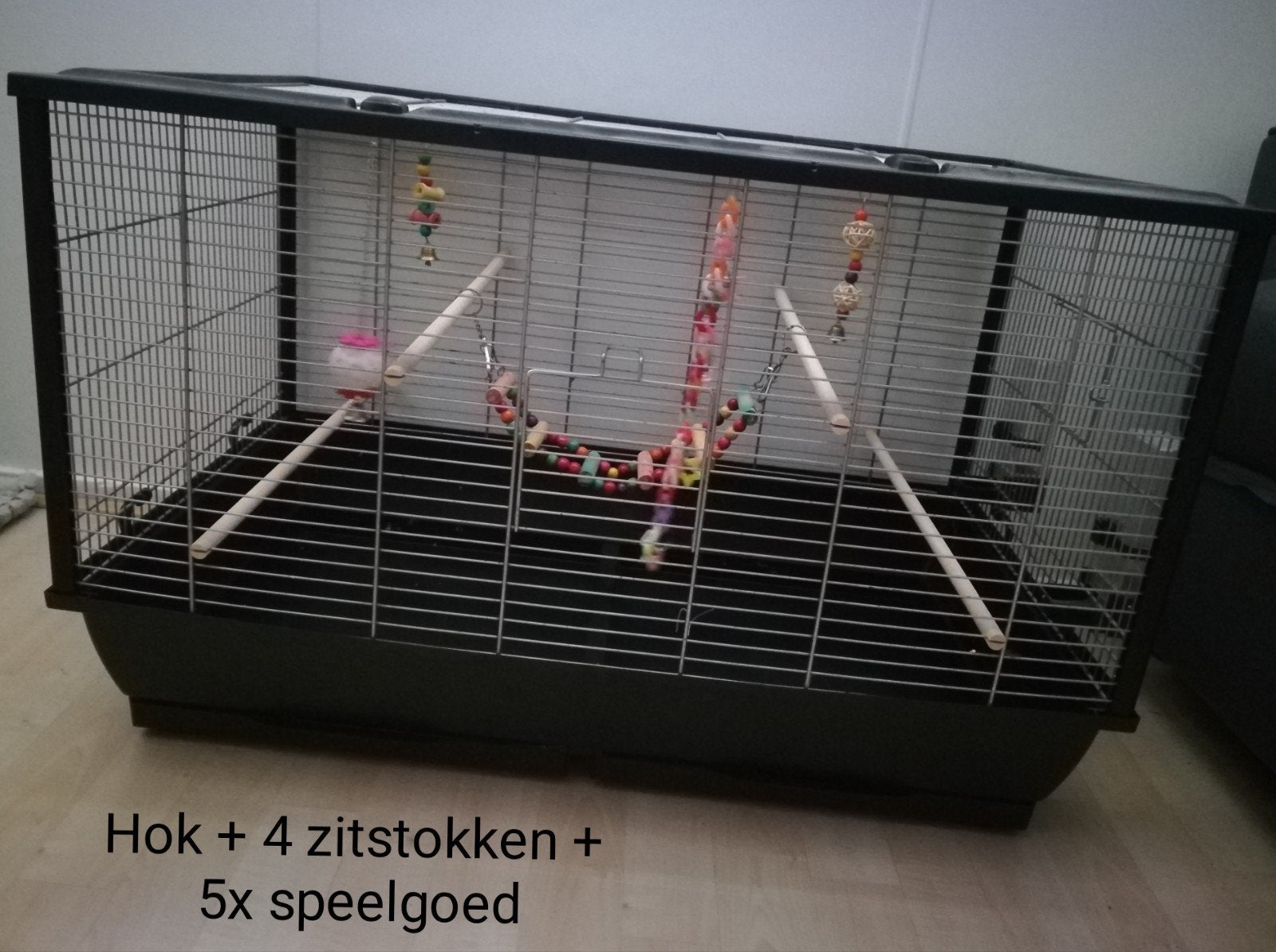 Grote vogelkooi inclusief extra's, Dieren en Toebehoren, Vogels | Hokken en Kooien, Ophalen, Zo goed als nieuw, Metaal, Vogelkooi