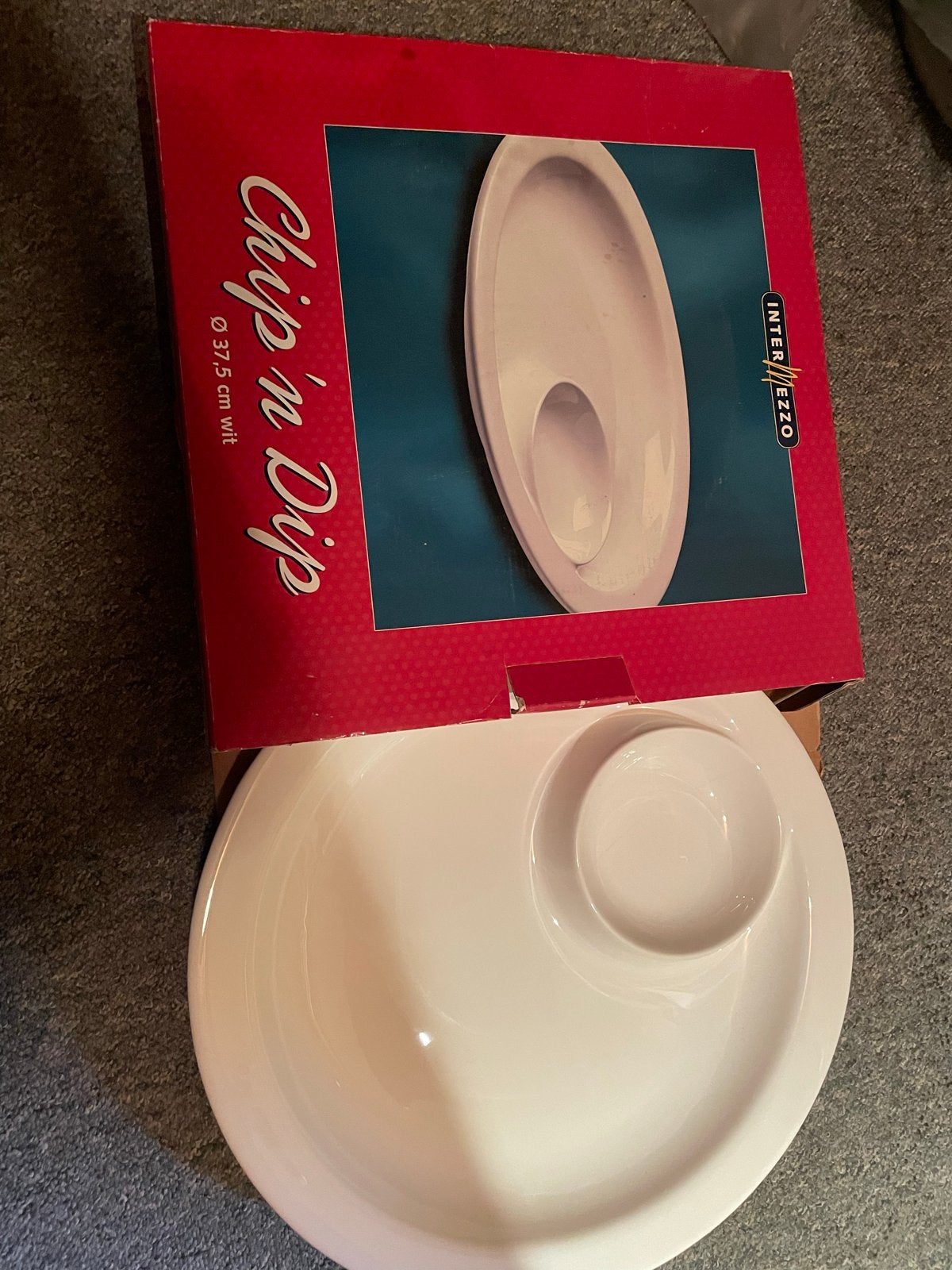 Intermezzo Chip 'n Dip schaal - Wit, 37,5 cm, Ophalen of Verzenden, Nieuw, Keramiek, Schaal of Schalen