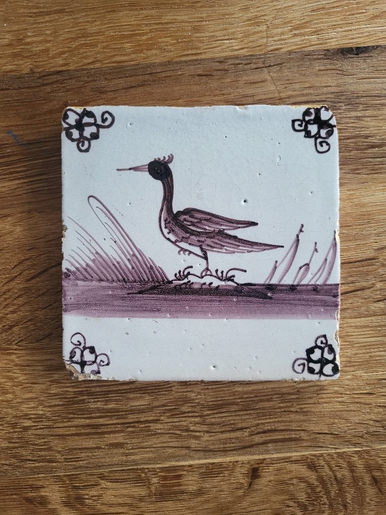 antieke tegel mangaankleur delft, Antiek en Kunst, Ophalen of Verzenden