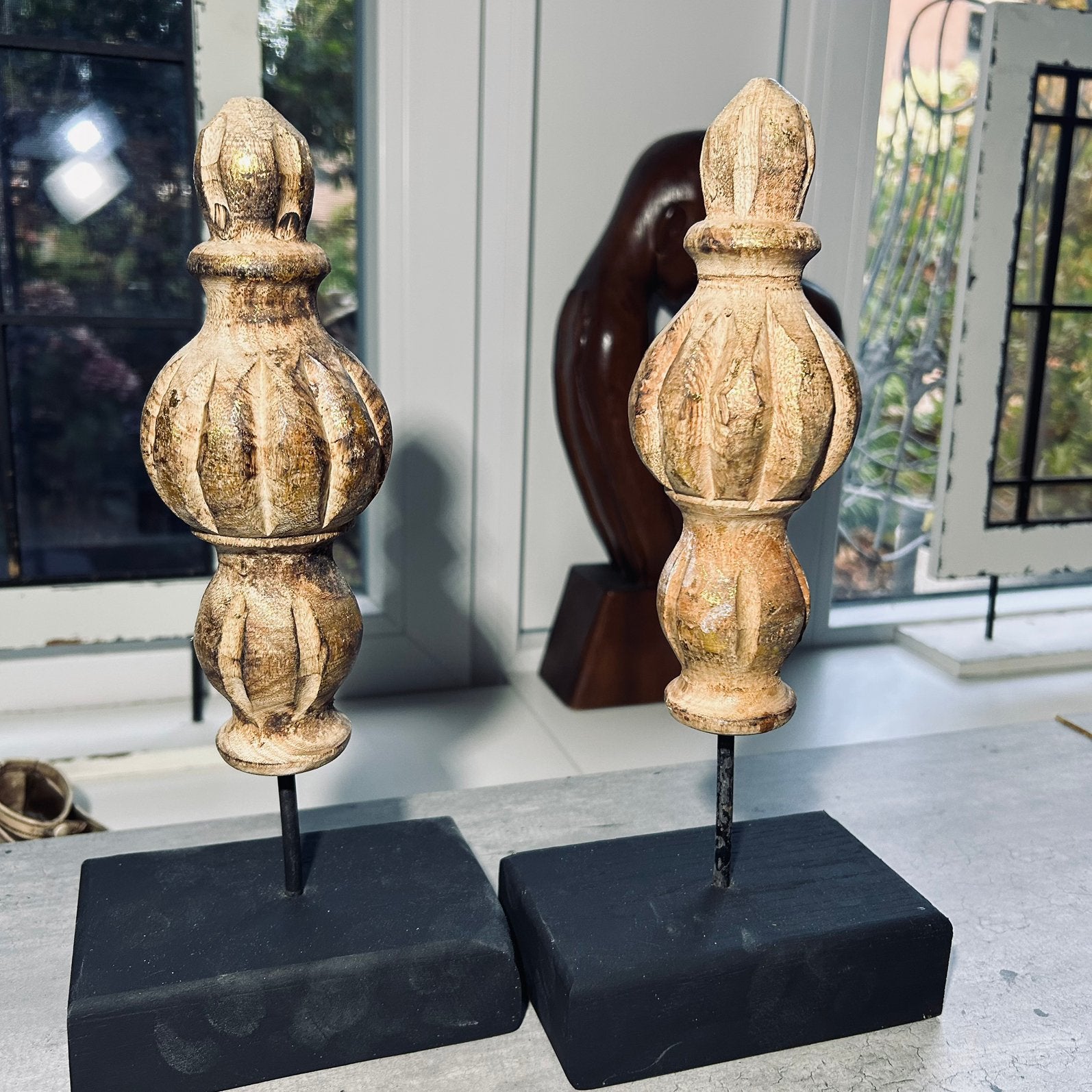 2 x Pinakel ornament op voet antieke goud finish pr.p.stuk, Ophalen of Verzenden