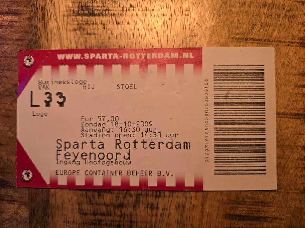 Sparta Rotterdam - Feyenoord 18-10-2009, Losse kaart, Eén persoon, Oktober