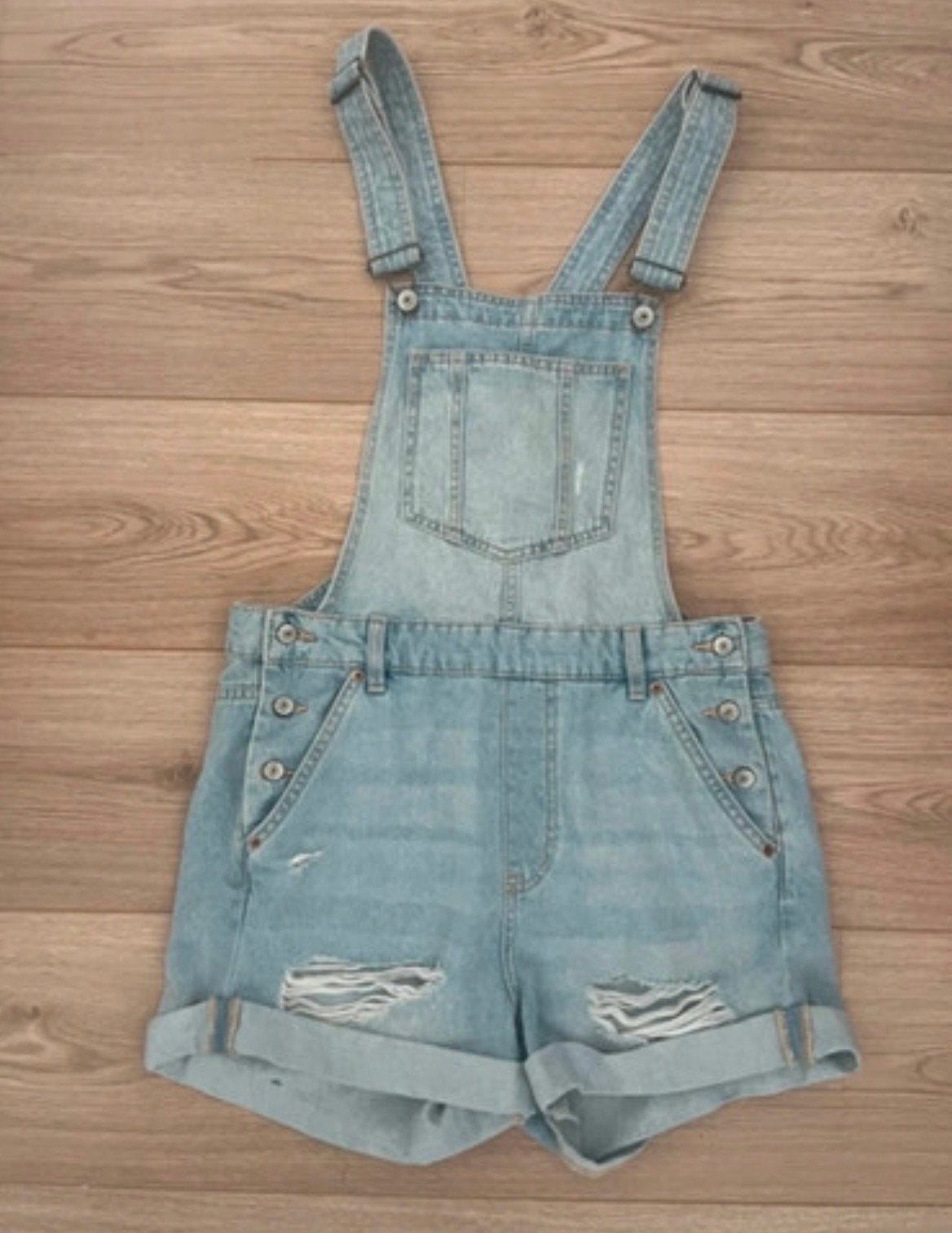H&M denim tuinbroek short maat S, Ophalen of Verzenden, Gedragen, Maat 36 (S), Blauw