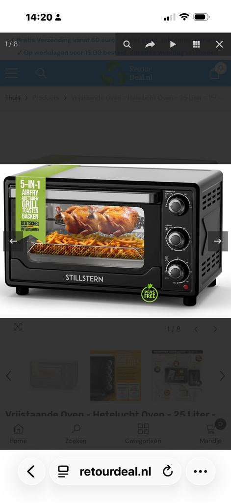 Stillstern 5-in-1 Heteluchtoven met deuk, nieuw in doos, Ophalen, Minder dan 45 cm, Hete lucht, Nieuw