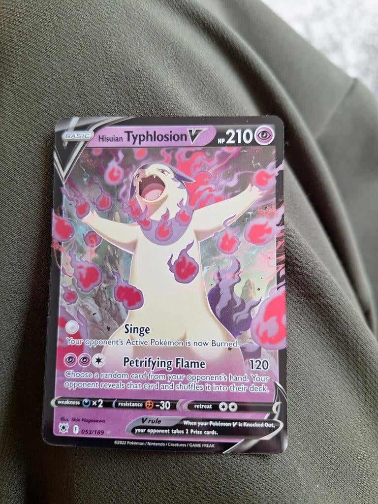 Hisuian Typhlosion V Pokémon Kaart - 053/189, Ophalen of Verzenden, Zo goed als nieuw, Losse kaart, Foil
