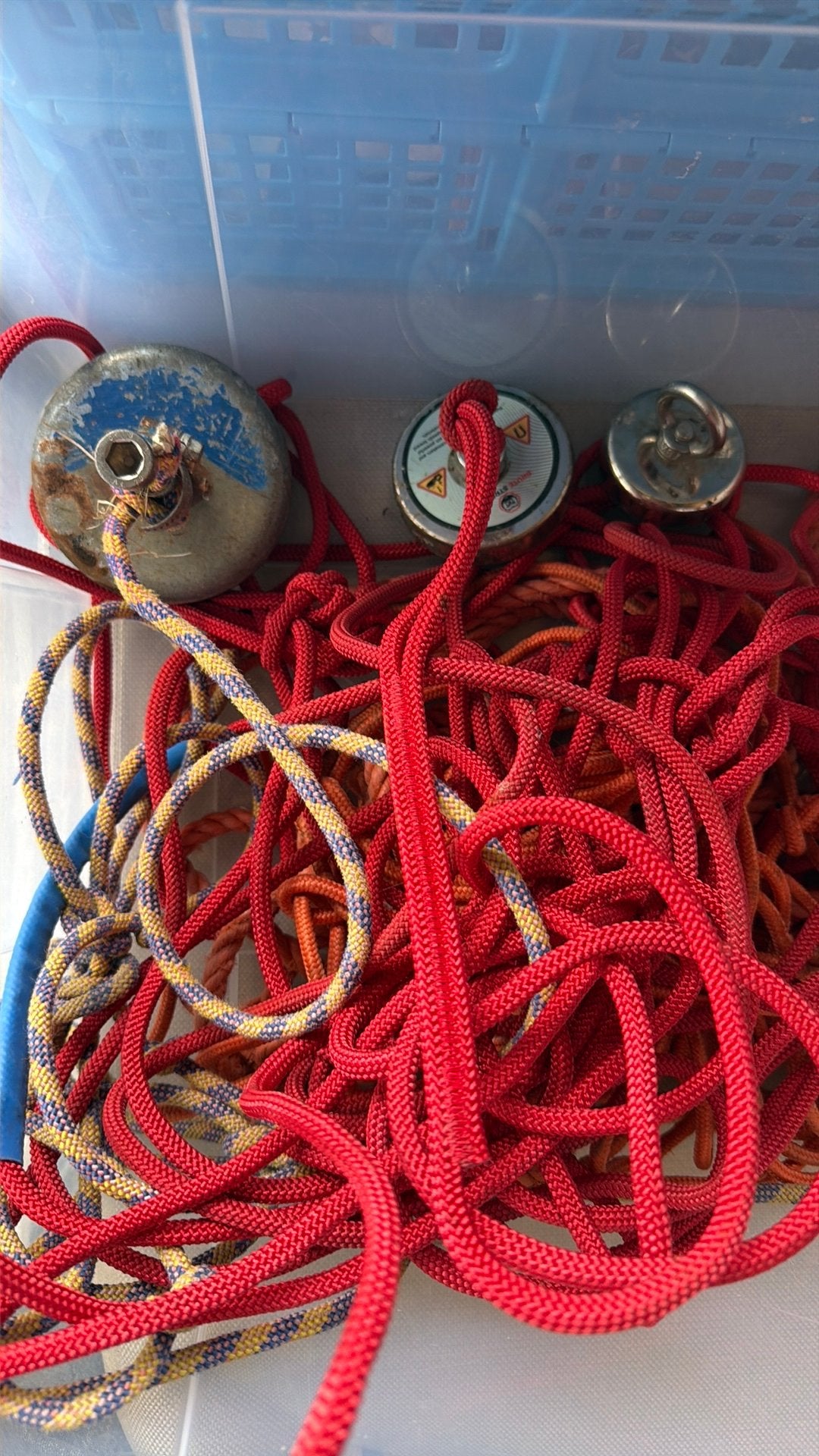 Magneetvissen set: 3 magneten met touw en trechter, Hobby en Vrije tijd, Metaaldetectors, Ophalen of Verzenden, Gebruikt, Meer dan 30 cm