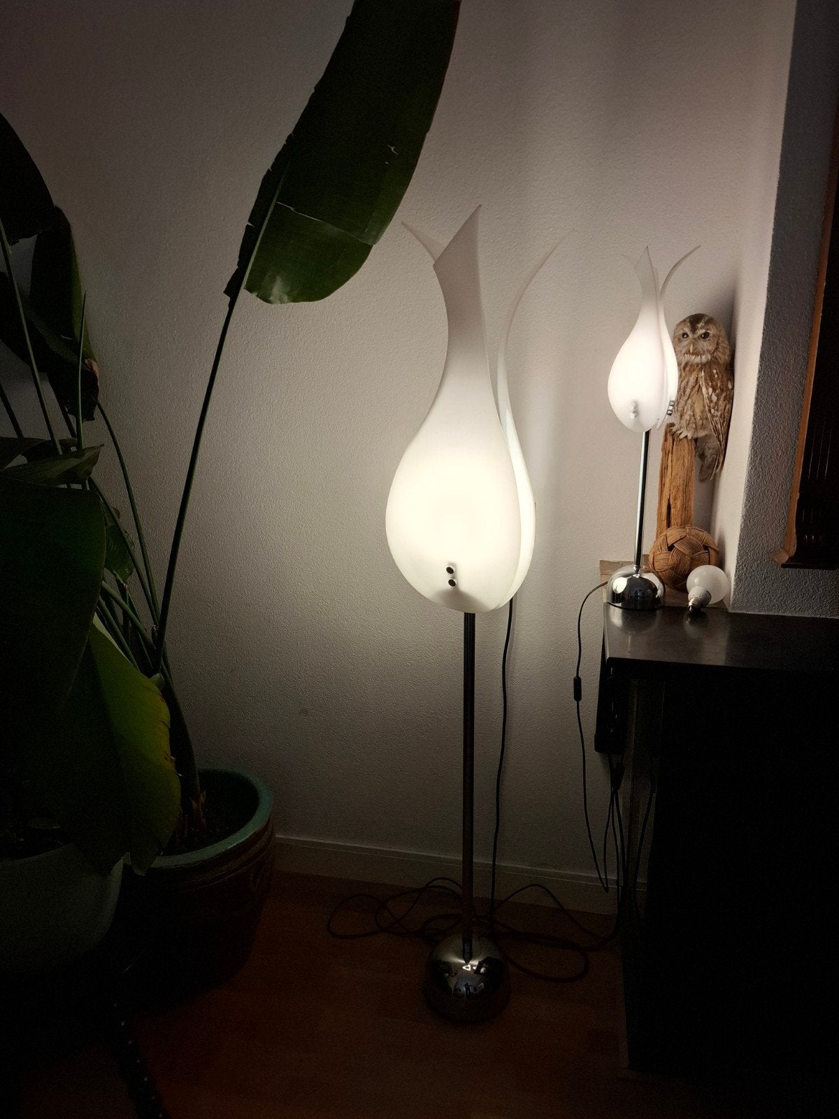 Vintage Zifir set Lale - Tulip Tulp vloerlamp en tafellamp, Ophalen, Kunststof, Vintage Zifir set Lale - Tulip Tulp vloerlamp en tafellamp